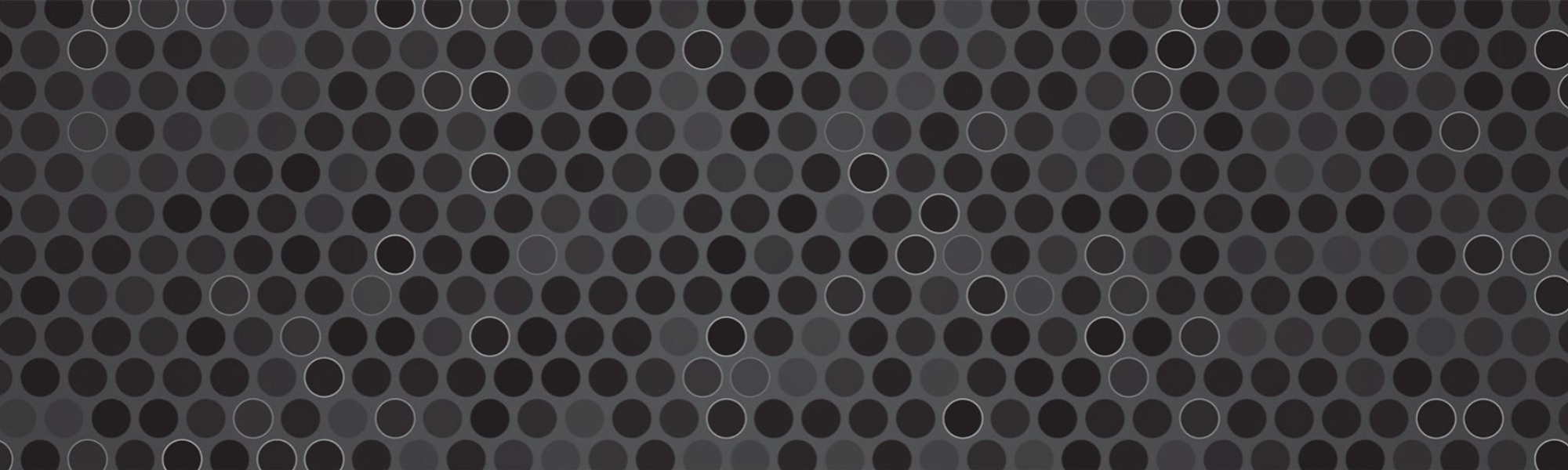 An abstract pattern of overlapping circles in shades of gray, creating a metallic mesh-like texture.